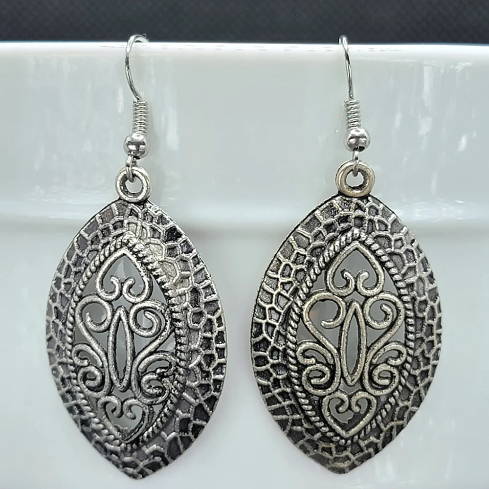 Filigree Drop Earrings Marquise